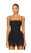 Afrm Ari Peplum Lace Camisole In Black