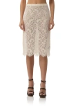 Afrm Arista Lace Midi Skirt In Birch