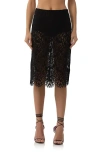 Afrm Arista Lace Midi Skirt In Noir