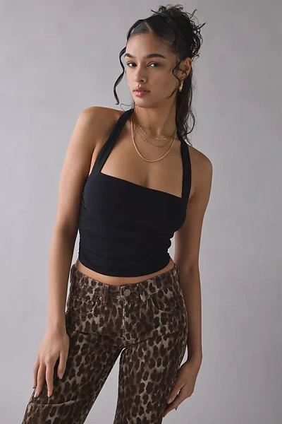 Afrm Arnya Ruched Mesh Halter Top In Black, Women's At Urban Outfitters