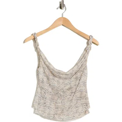 Afrm Asher Floral Ruched Mesh Top In Gray