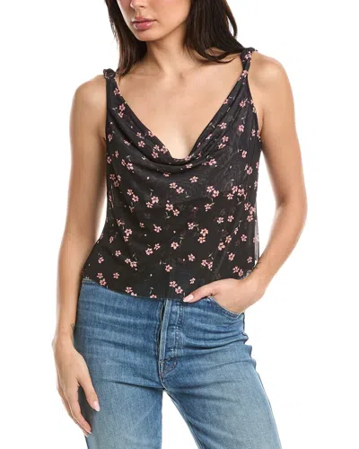 Afrm Asher Mesh Cowl Top In Black
