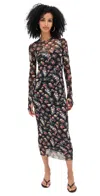 Afrm Ashland Dress Blur Ditsy In Black