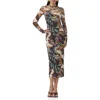 Afrm Ashland Long Sleeve Midi Dress In Brown