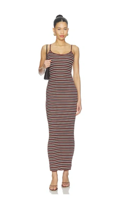 Afrm Ashlyn Cozy Rib Dress In Brown