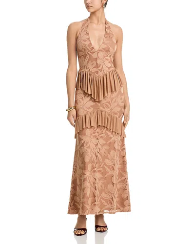 Afrm Athens Crochet Lace Maxi Dress In Brown