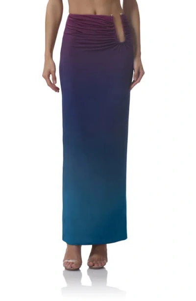 Afrm Aven Ombré Maxi Skirt In Purple