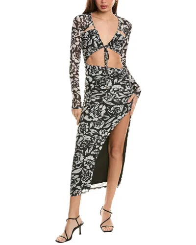 Afrm Azal Mesh Midi Dress In Black