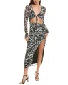 Afrm Azal Mesh Midi Dress In Black