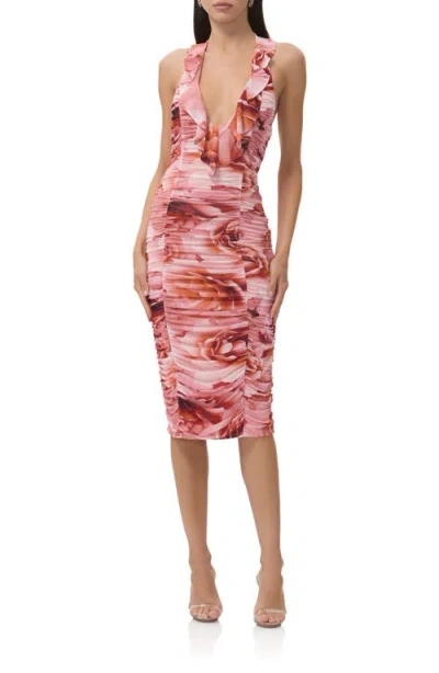 Afrm Balmer Ruched Halter Dress In Pink