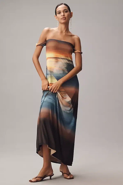 Afrm Barot Mesh Off-the-shoulder Maxi Dress