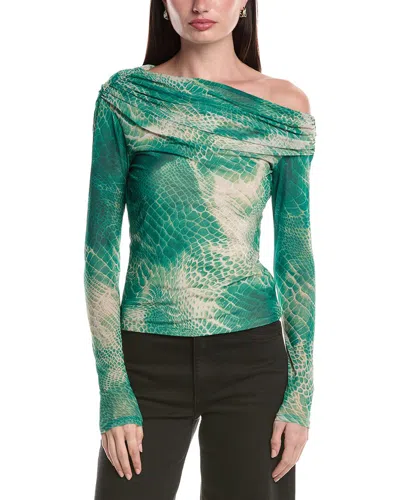 Afrm Barry Asymmetrical Neckline Top In Green