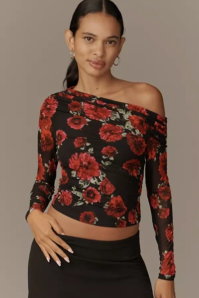 Afrm Barry Long-sleeve Mesh Top In Black