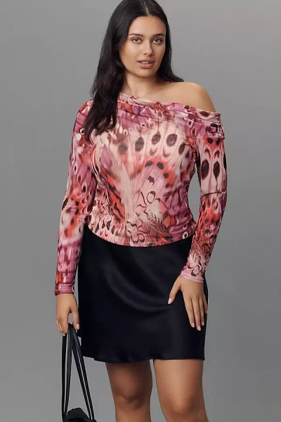Afrm Barry Long-sleeve Mesh Top In Pink