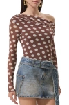 Afrm Barry One-shoulder Mesh Top In Brown