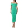 Afrm Belmont Off The Shoulder Ruched Mesh Midi Dress