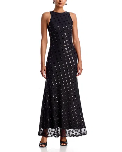 Afrm Berto Sequin Dot Mesh Maxi Dress In White