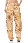 Afrm Bexley Floral Barrel Leg Jeans In Multi