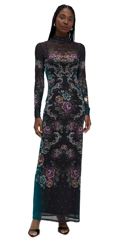 Afrm Billie Dress Baroque Floral In Blue