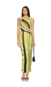 Afrm Biona One-shoulder Ruched Mesh Maxi Dress In Wing Stripe