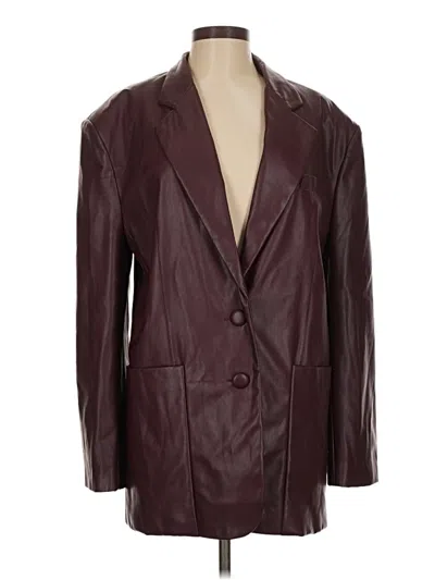 Pre-owned Afrm Blazer Jacket In Burgundy