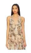 Afrm Blythe Tie Halter Top In Shine Snake
