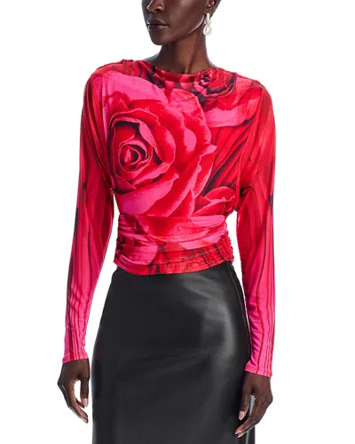Afrm Boat Neck Drape Back Top In Organic Rose