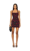 Afrm Bonnie Ruched Mesh Halter Minidress In Rouge Kiss