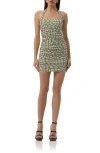 Afrm Bonnie Halter Neck Mesh Minidress In Mint Plaid