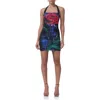 Afrm Bonnie Ruched Mesh Halter Minidress In Realism Rose