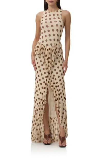 Afrm Bovina Sleeveless A-line Dress In Gold