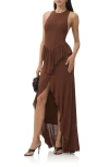 Afrm Bovina Sleeveless A-line Dress In Gold