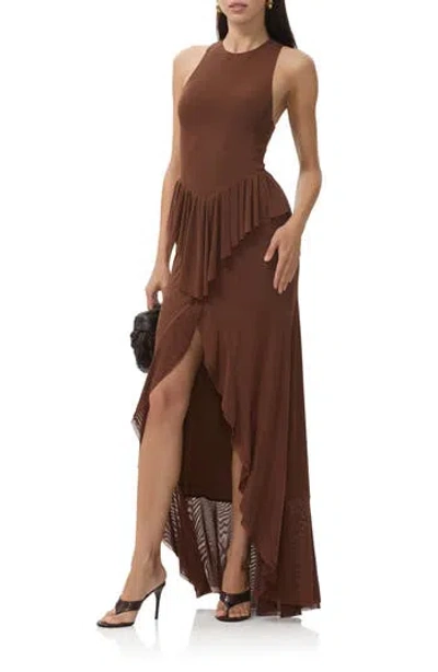 Afrm Bovina Sleeveless A-line Dress In Brown