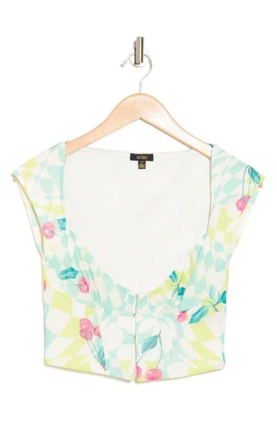 Afrm Bradlee Corset Top In Mint Cherry