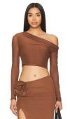 Afrm Bria Mesh Top In Dark Clay