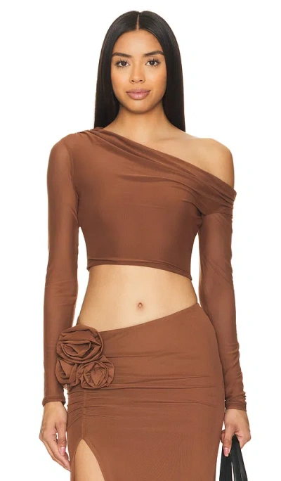 Afrm Bria Mesh Top In Dark Clay