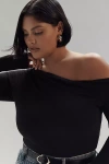 Afrm Bria Off-the-shoulder Knit Top In Black
