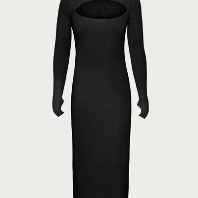 Afrm Brielle Knit Midi Dress In Noir In Black