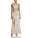 Afrm Britta Printed Mesh Halter Maxi Dress In Lace Plaid