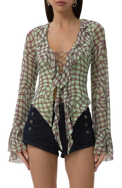 Afrm Cadence Lace-up Long Sleeve Top