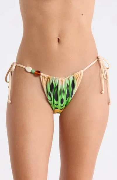 Afrm Cali Side Ties Bikini Bottoms In Green