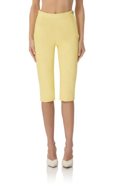Afrm Calla Faux Leather Capri Pants In Yellow