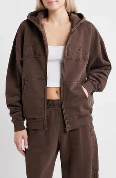 Afrm Cameron Cotton Zip Hoodie In Brown