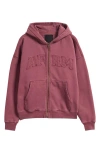 Afrm Cameron Cotton Zip Hoodie In Pink