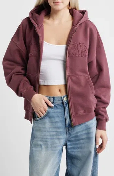 Afrm Cameron Cotton Zip Hoodie In Pink