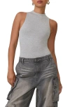Afrm Cami High Neck Sleeveless Bodysuit In Heather Grey