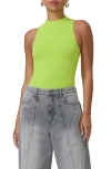 Afrm Cami High Neck Sleeveless Bodysuit In Lime Punch