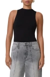 Afrm Cami High Neck Sleeveless Bodysuit In Noir