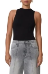 Afrm Cami High Neck Sleeveless Bodysuit In Noir
