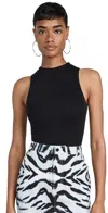 Afrm Cami High Neck Sleeveless Bodysuit In Noir